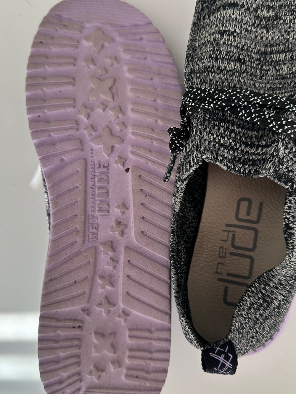 Hey Dude Women’s Knit Slip-On Loafers — Black and Gray/Lavender - Picture 7 of 8